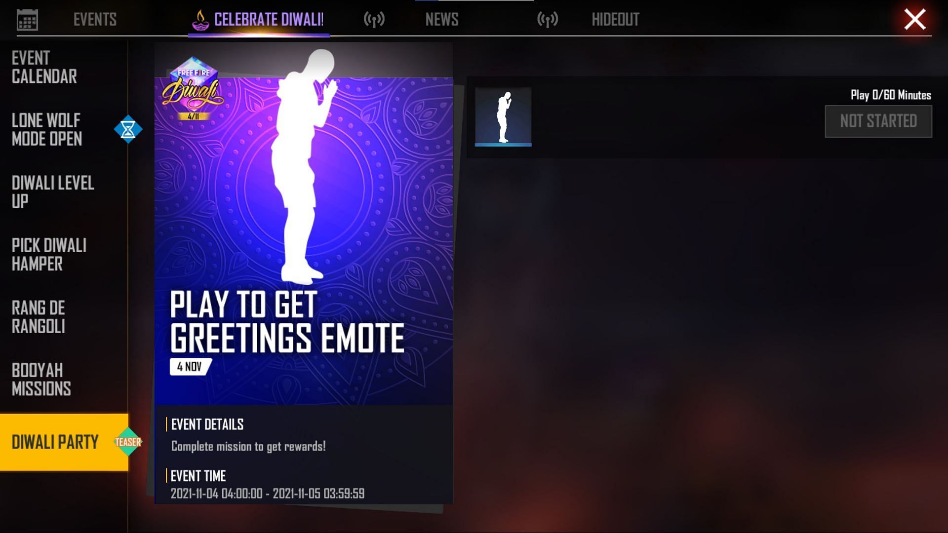 The greetings emote is available as a reward (Image via Free Fire)