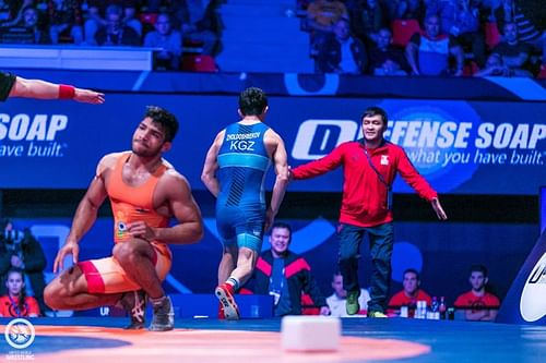 Ravinder missed on bronze medal in 61kg. (©UWW)