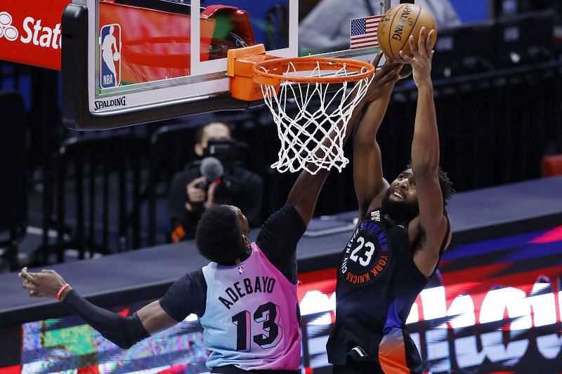 New York Knicks center Mitchell Robinson #23 going up for a dunk