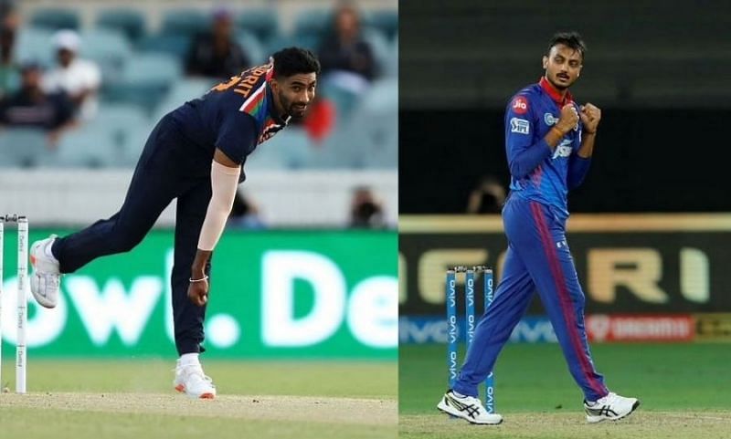 Team India bowlers Jasprit Bumrah and Axar Patel.