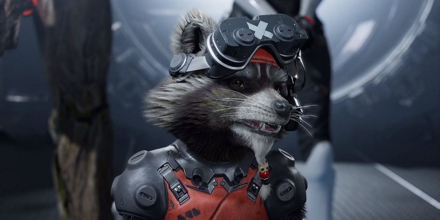 Rocket Raccoon in Marvel&#039;s Guardians of the Galaxy (Image via Eidos-Montr&eacute;al)