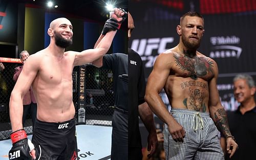 UFC superstars Khamzat Chimaev (left) and Conor McGregor (right)