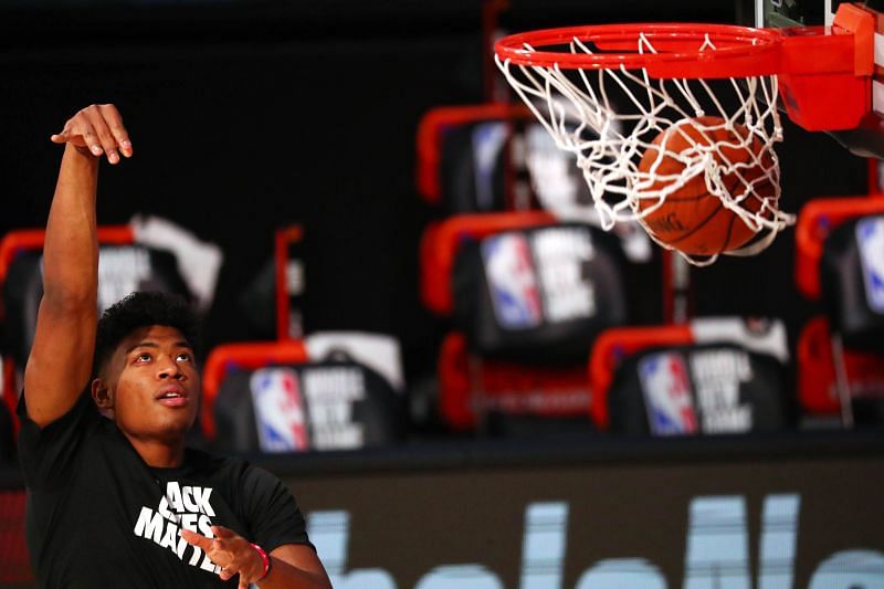 Rui Hachimura of the Washington Wizards warms up before a game against the Phoenix Suns.