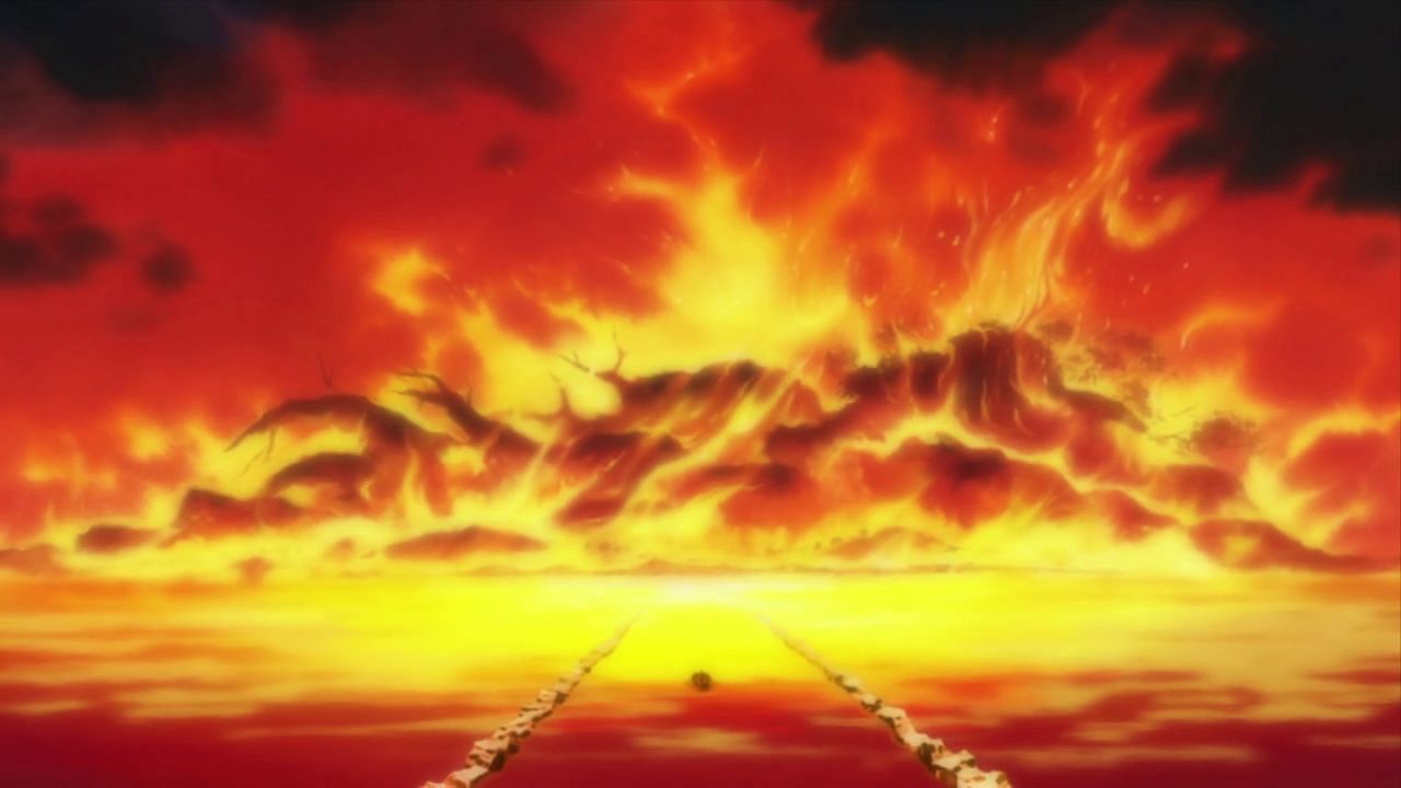 The destruction of Ohara, as seen in the One Piece anime (Image via Toei Animation)