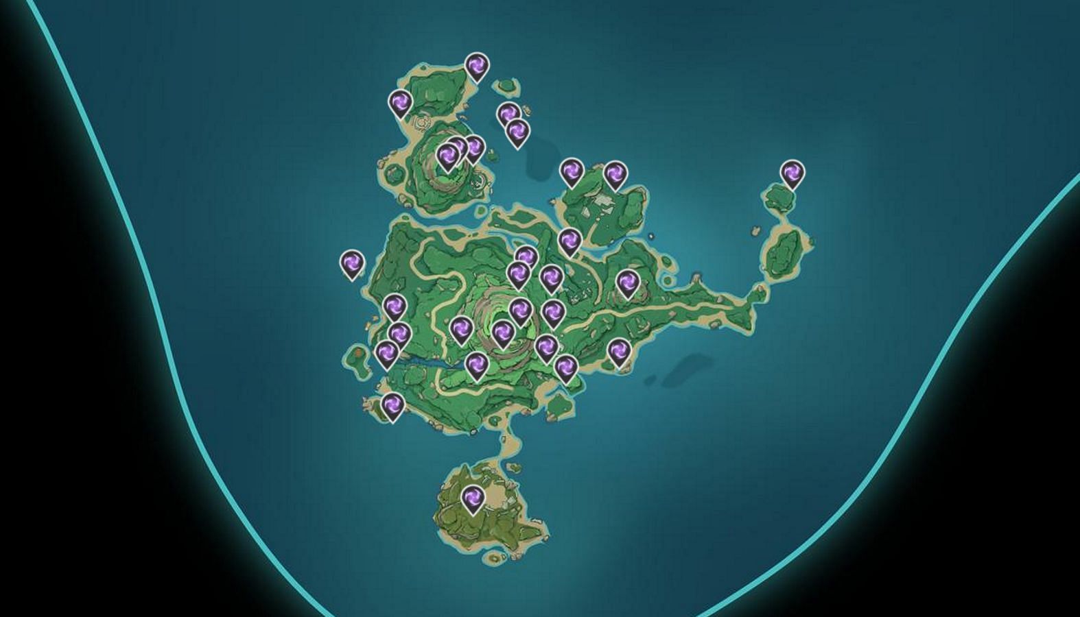 All but one Electroculus locations on Tsurumi Island (Image via App Sample)