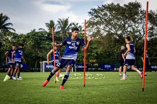 Suhail Pasha during a training session with Chennaiyin FC. (PC: Chennaiyin FC)