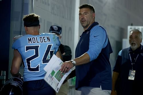 Tennessee Titans head coach Mike Vrabel after a win in Week 7