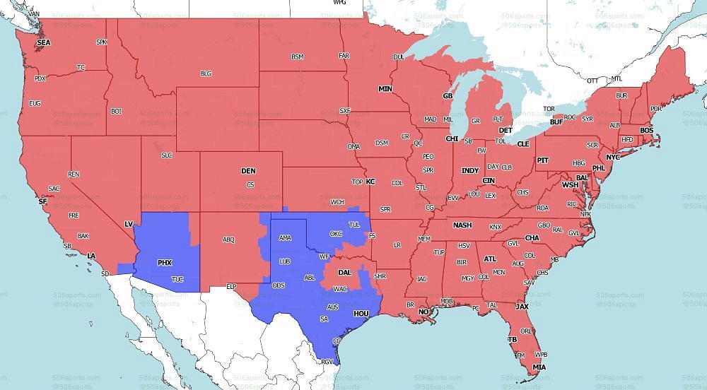 CBS Coverage Map for the late games of Week 7