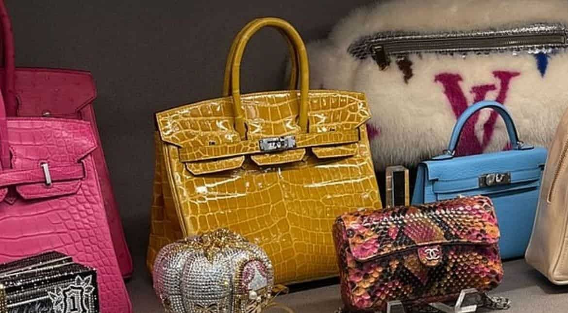 Kylie&#039;s closet collection of Birkin, Chanel, and Louis Vuitton bags (Image via Instagram/Kylie Jenner)