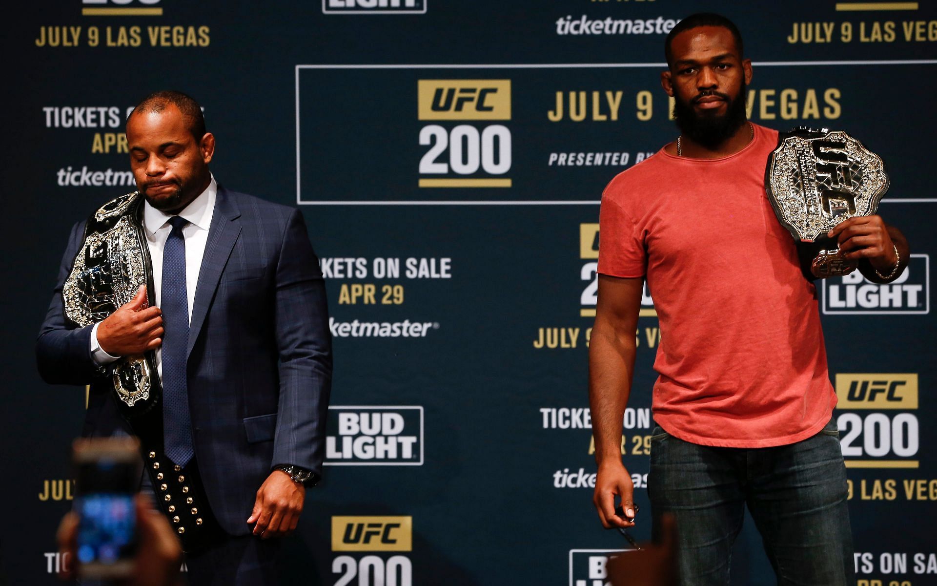 Former UFC champions Daniel Cormier (left) and Jon Jones (right)