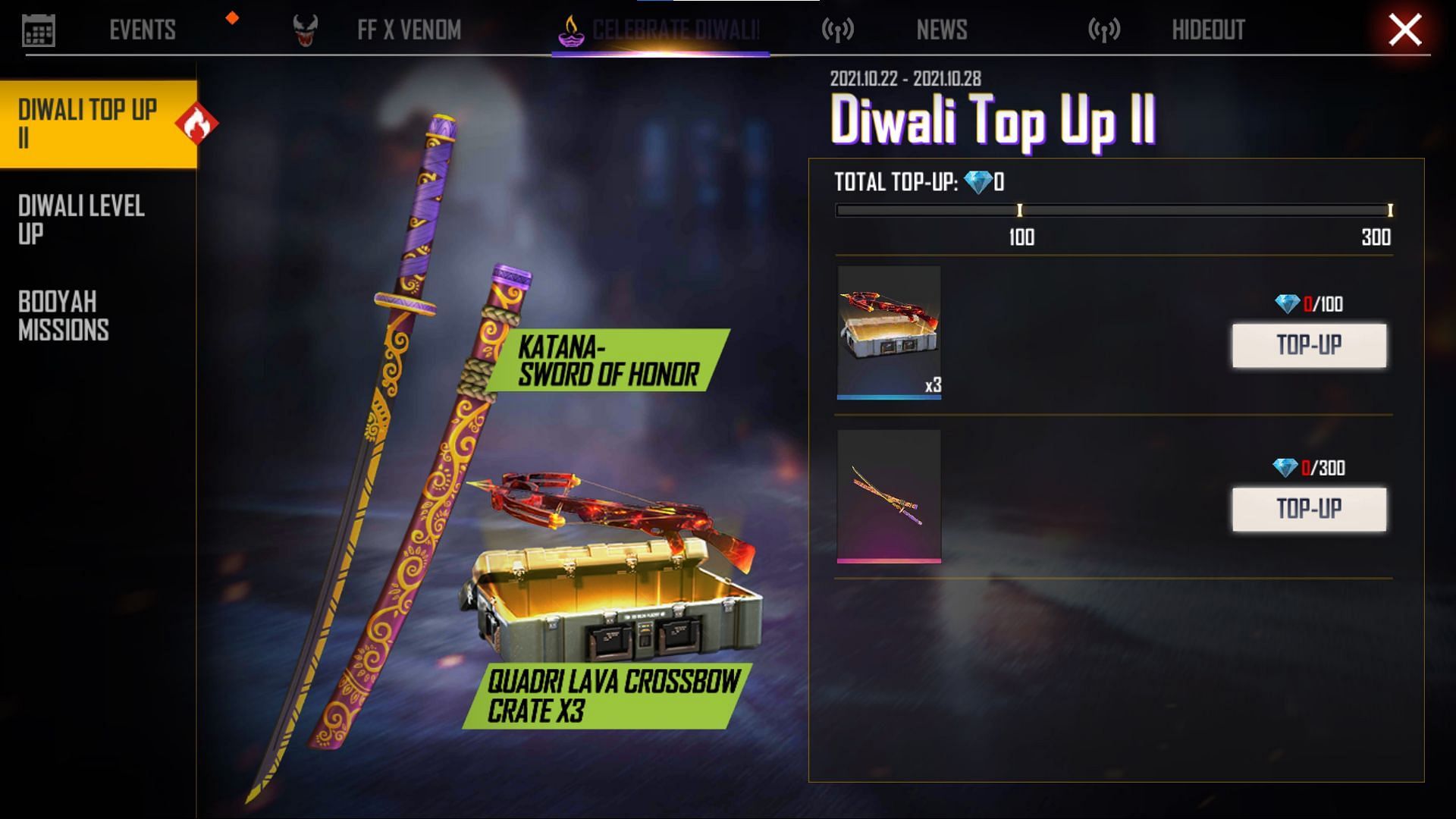 To get these, players must purchase a given amount of diamonds (Image via Free Fire)