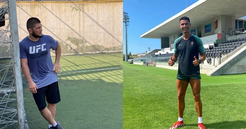 Khabib Nurmagomedov (L) and Cristiano Ronaldo (R) via Instagram @khabib_nurmagomedov and @cristiano