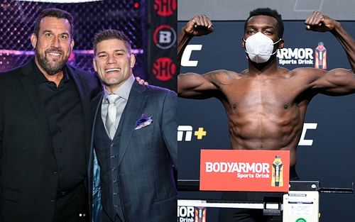 Weighing In podcast's co-hosts John McCarthy (left), Josh Thomson (center) and UFC welterweight fighter Dwight Grant (right)