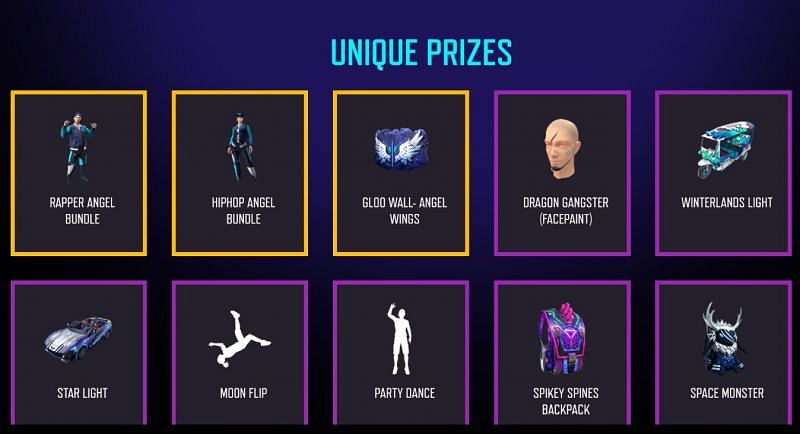 The unique prize pool (Image via Free Fire)