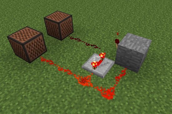 Note block with redstone (Image via Minecraft)