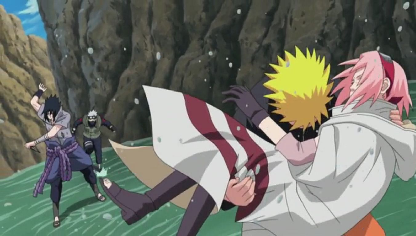 Sasuke tries to kill Sakura (Image by fanpop, Pinterest)