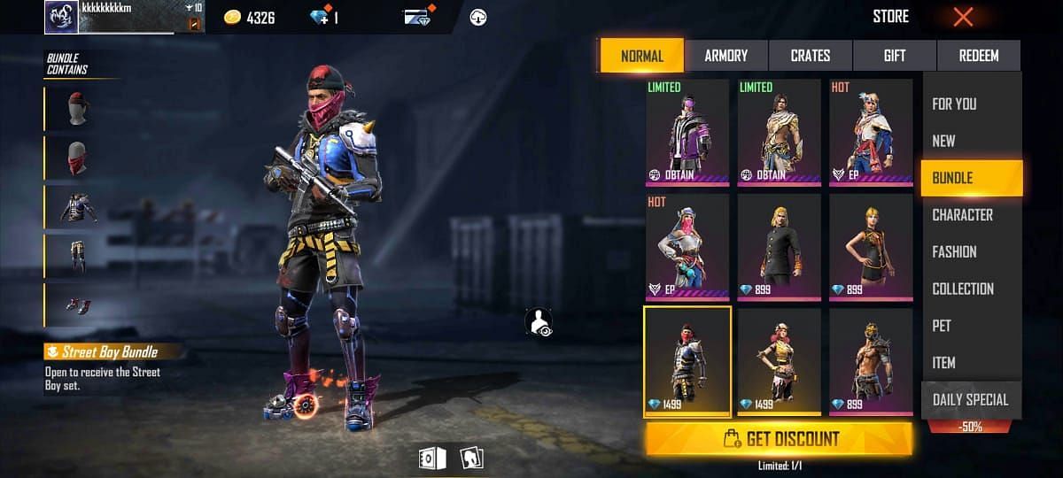 Street Boy Bundle in Free Fire (Image via Garena)