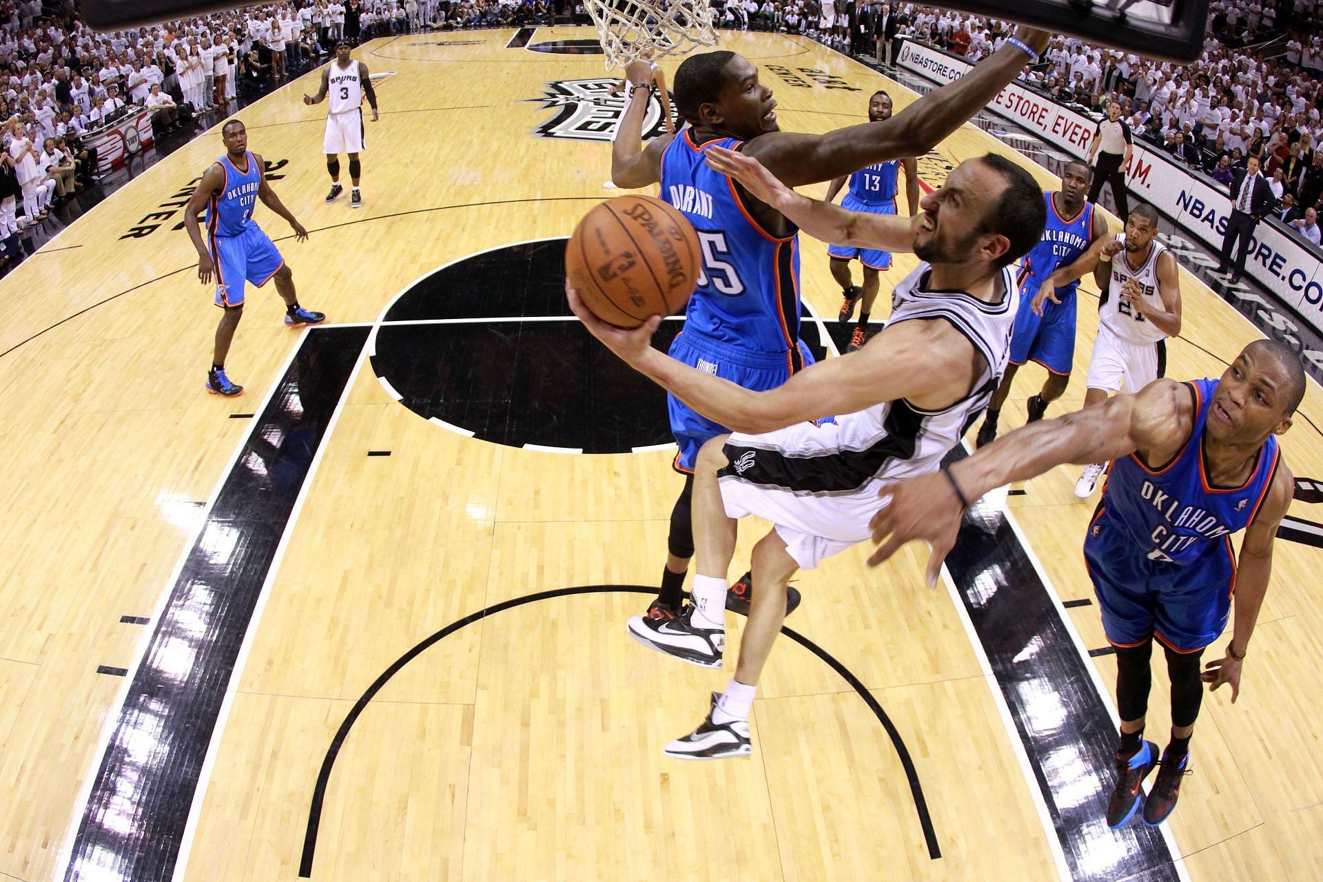 Manu Ginobili #20 of the San Antonio Spurs