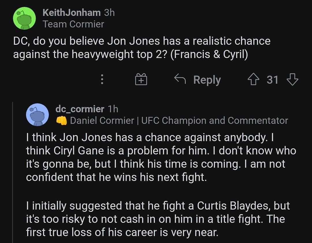 Will Jon Jones lose his first fight at heavyweight as DC thinks?