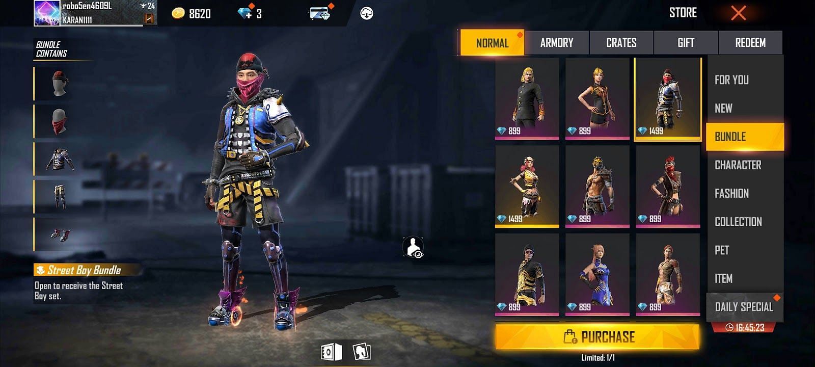 The Street Boy  Bundle (Image via Free Fire MAX)