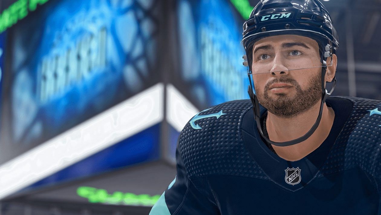 A Seattle Kraken player in NHL 22. (Image via EA Sports)