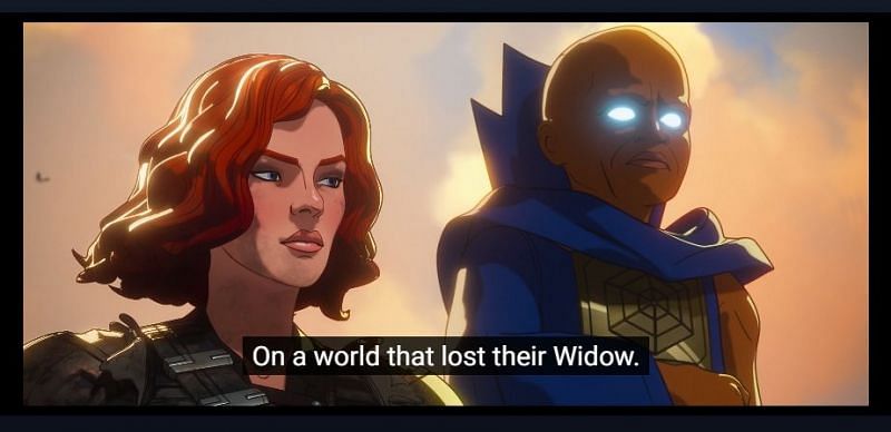 Black Widow and The Watcher in Episode 9 (Image via Disney+/ Marvel Studios)