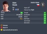 Hlozek is an all rounded striker with well balanced attributes (Image via Sportskeeda)
