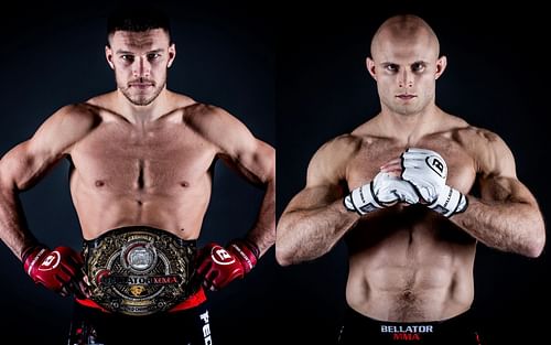 Vadim Nemkov (left) and Julius Anglickas (right) [Photo via @BellatorMMA on Twitter]