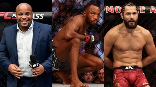 Daniel Cormier (left), Leon Edwards (center), and Jorge Masvidal (right)