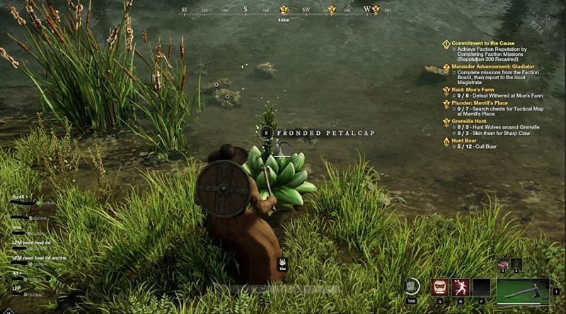 A player harvesting Petalcaps in New World. (Image via Amazon Games)
