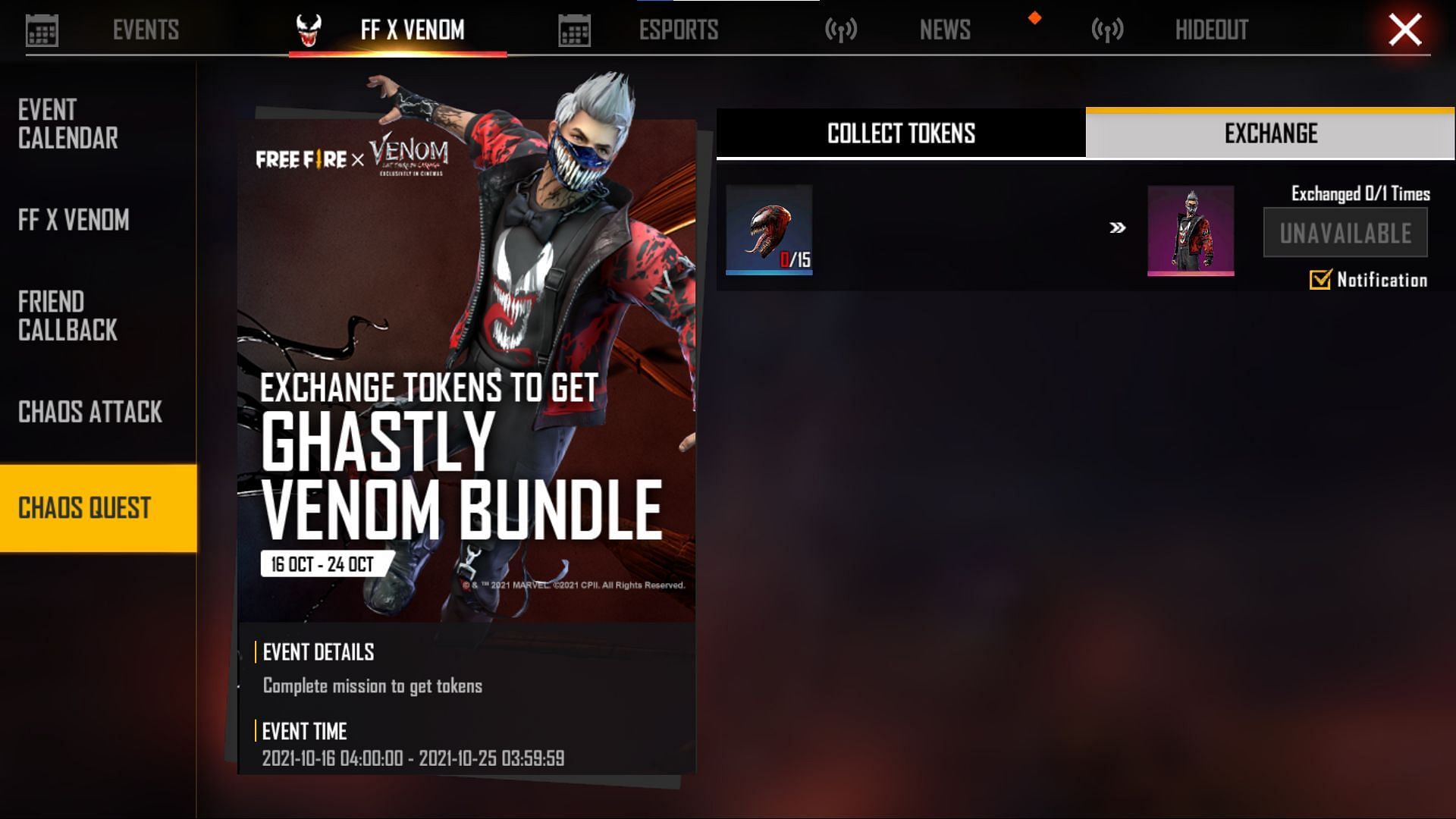 This bundle can be obtained by players through the Chaos Quest event (Image via Free Fire)