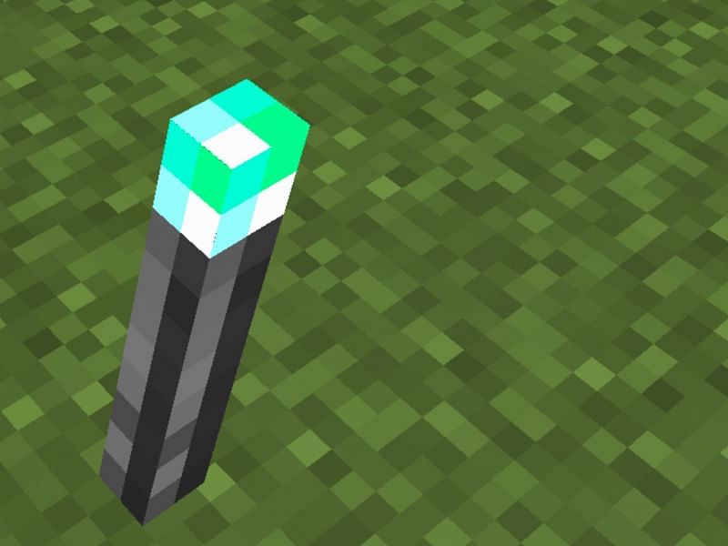 Underwater torches feature a bright blue color, differentiating from regular torches. (Image via Mojang)