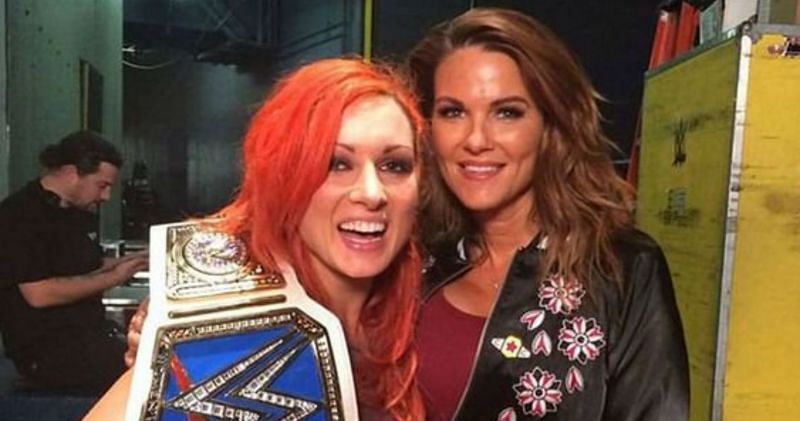 Becky Lynch and Amy Dumas are setting up for a match