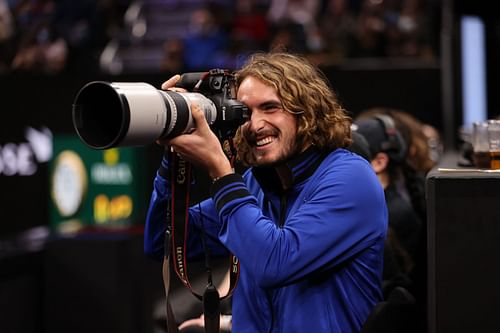 Stefanos Tsitsipas having a fun time at the Laver Cup 2021