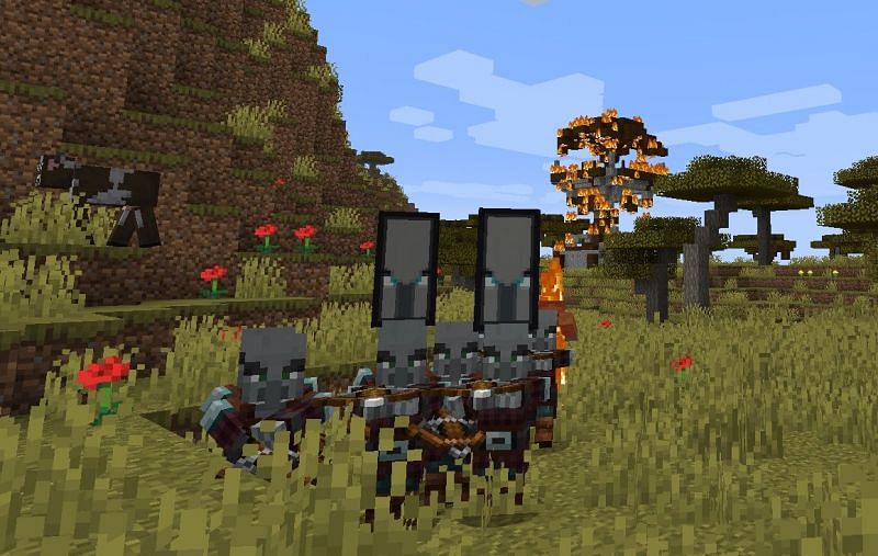 A group of pillagers (Image via Minecraft)