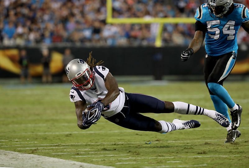 Stephon Gilmore playing for the New England Patriots against the Carolina Panthers
