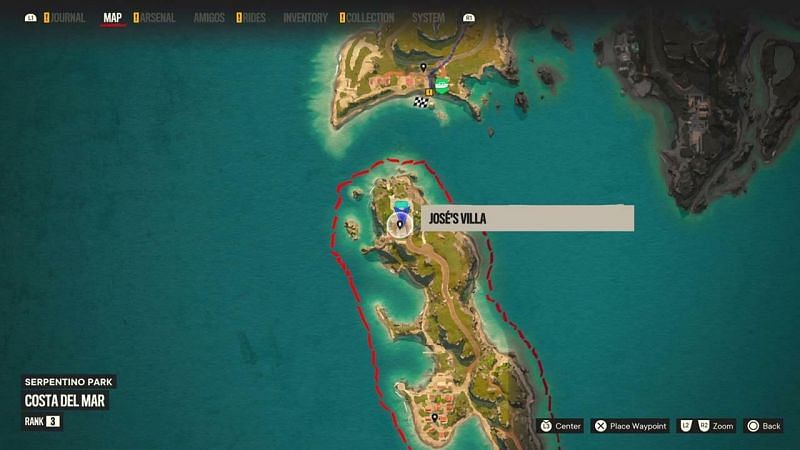 Jose&#039;s Villa on the map in Far Cry 6 (Image via Ubisoft)