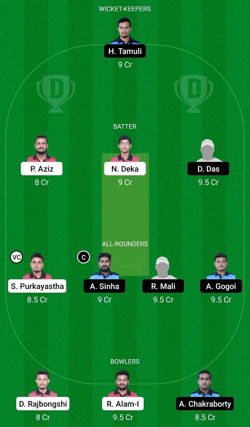 Dream11 Team for Barak Bravehearts vs Kaziranga Heroes - Assam T20 2021.