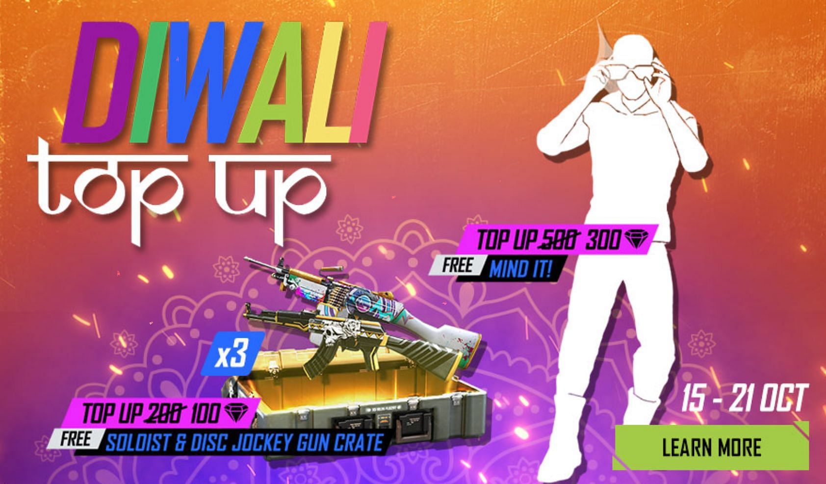 The Diwali Top Up event started on 15 October (Image via Free Fire)