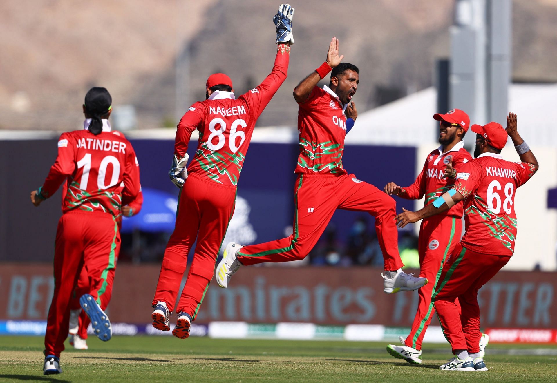Oman&#039;s bowlers kept Papua New Guinea down to 129/9 in their 20 overs (Image Courtesy: ICC/Twitter)