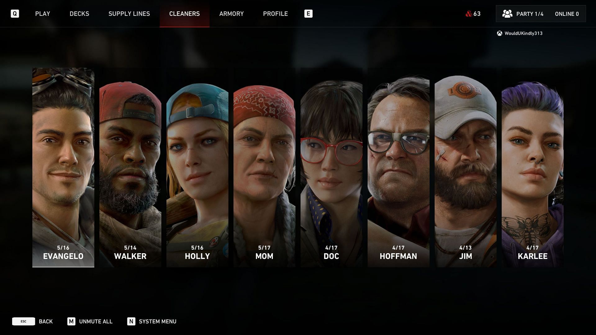 The Cleaner selection screen (Image via Turtle Rock Studios)