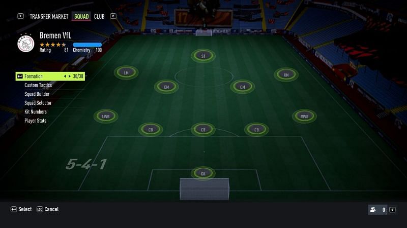 5-4-1 formation. (Images via: FIFA 22)