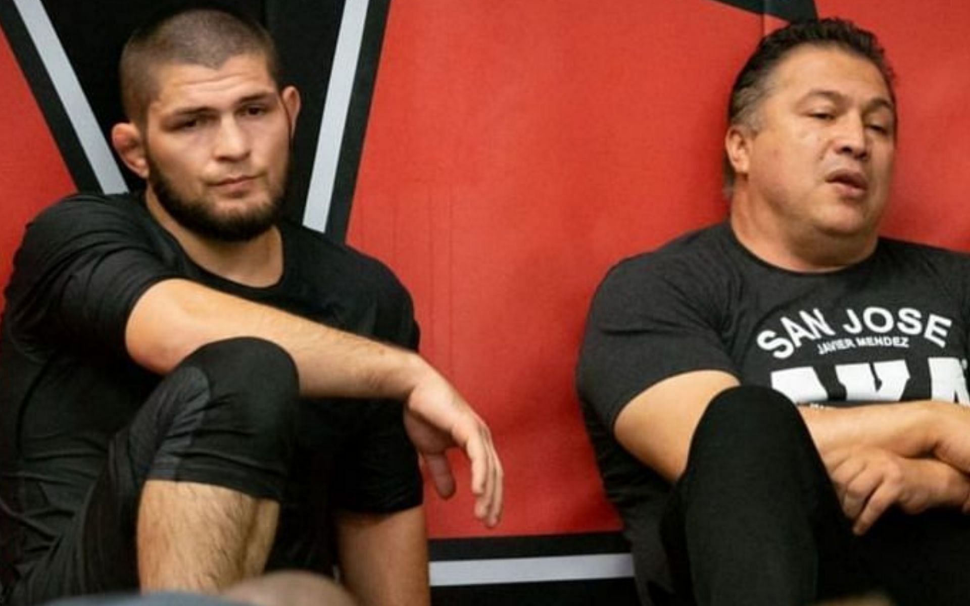 Khabib Nurmagomedov (left) and Javier Mendez (right)