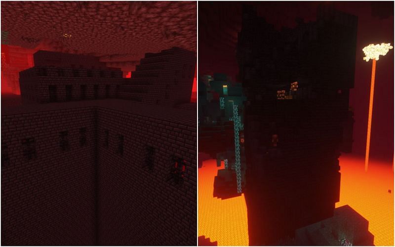 Nether fortresses vs Bastion remnants (Image via Minecraft)