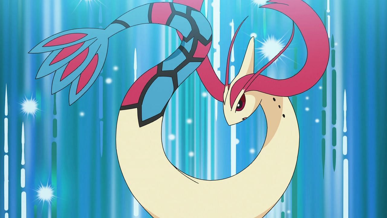 Ash's Milotic en el anime.  (Imagen a través de The Pokemon Company)