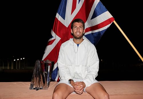 Cameron Norrie with his BNP Paribas Open trophy.