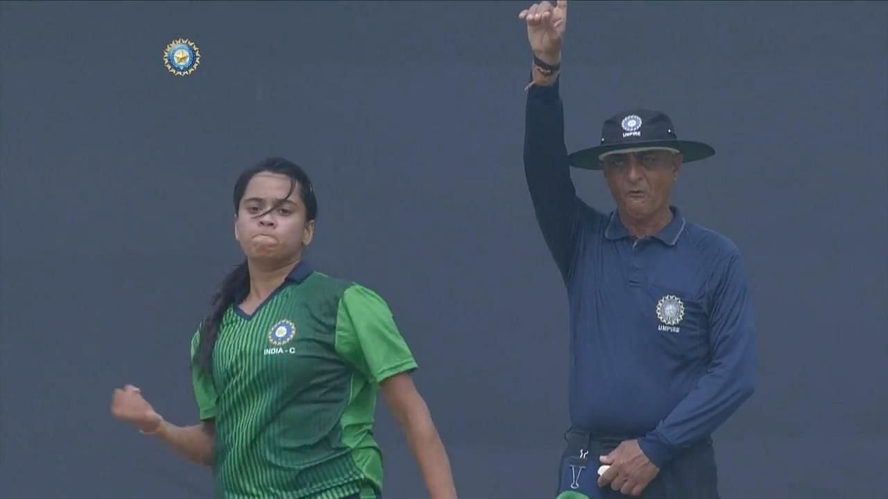 Manali Dakshini in action for India-C (Image Courtesy: BCCI)