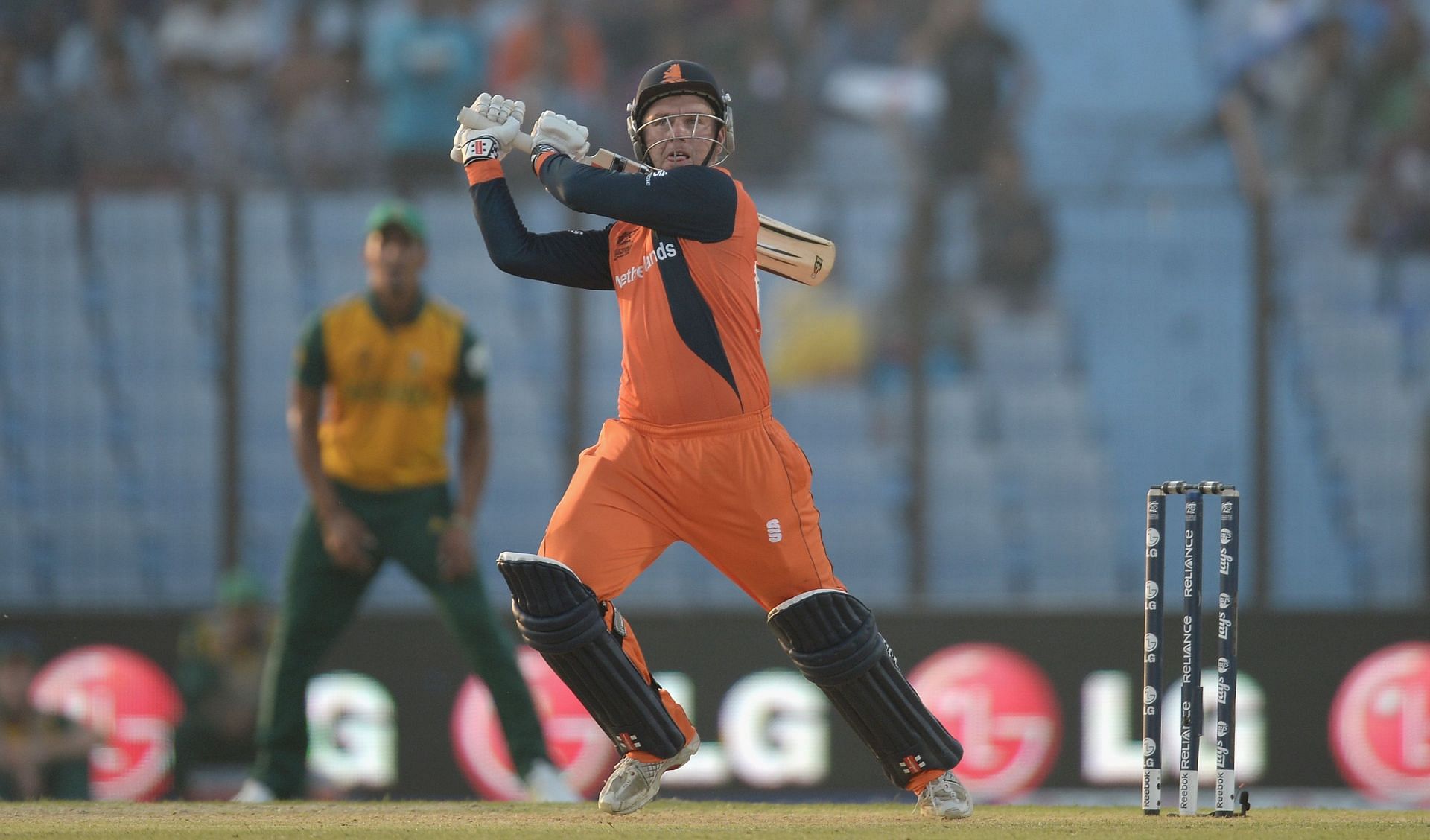 Stephan Myburgh in action during the 2014 T20 World Cup