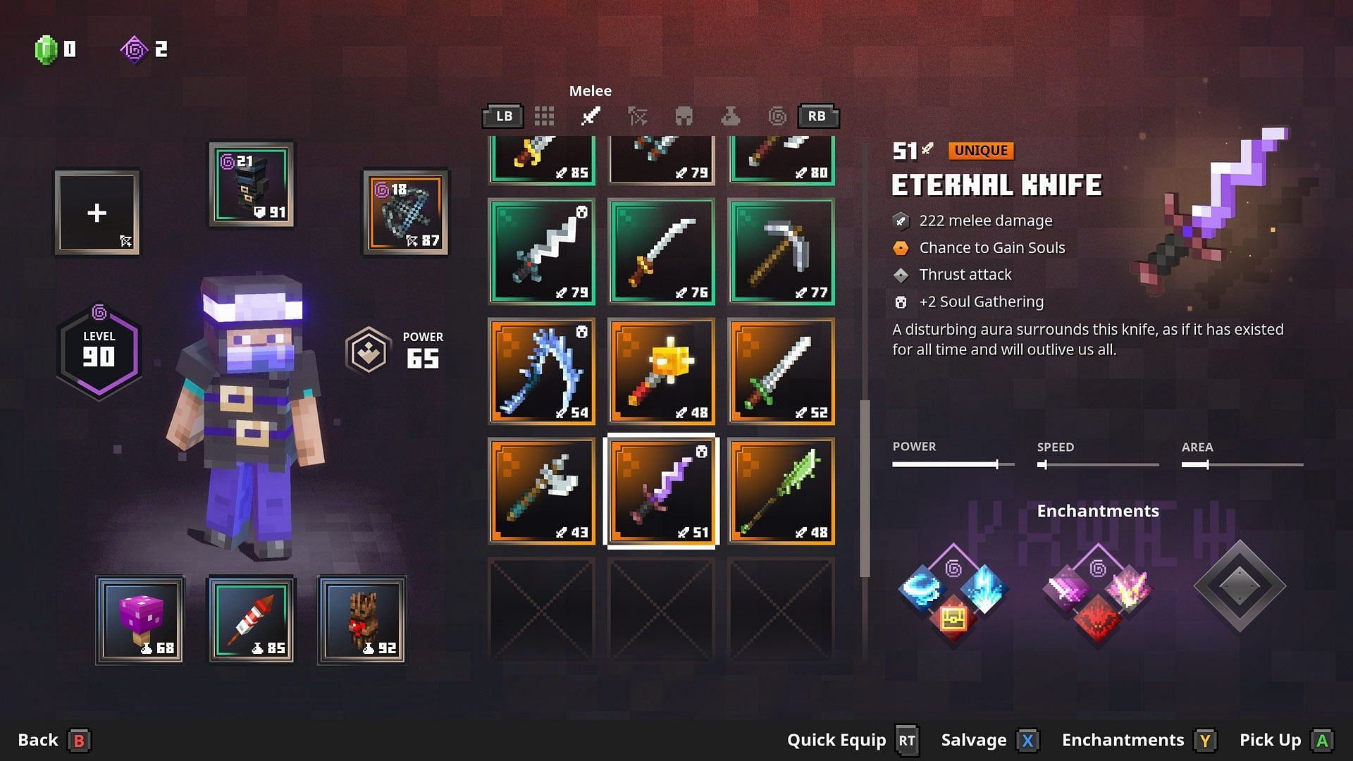 The Eternal Knife is one of the best unique weapons in Minecraft Dungeons (Image via Mojang)