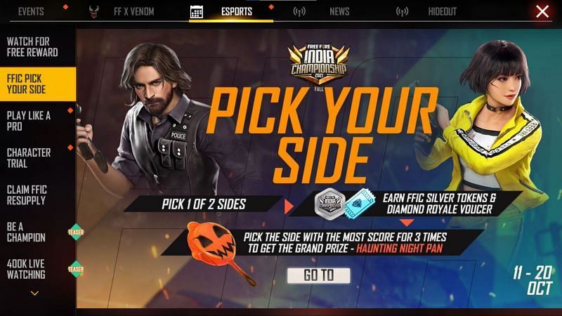 In this event, players have to pick one of the two sides in Free Fire (Image via Free Fire)